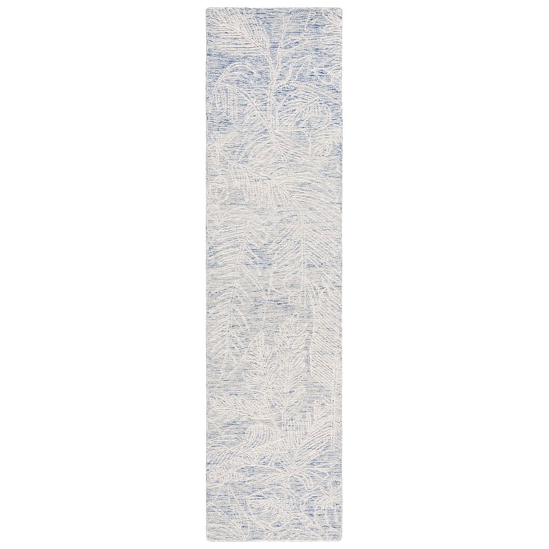 SAFAVIEH Handmade Metro Corianne Modern Wool Rug - 2'3" x 9' Runner - Blue/Ivory