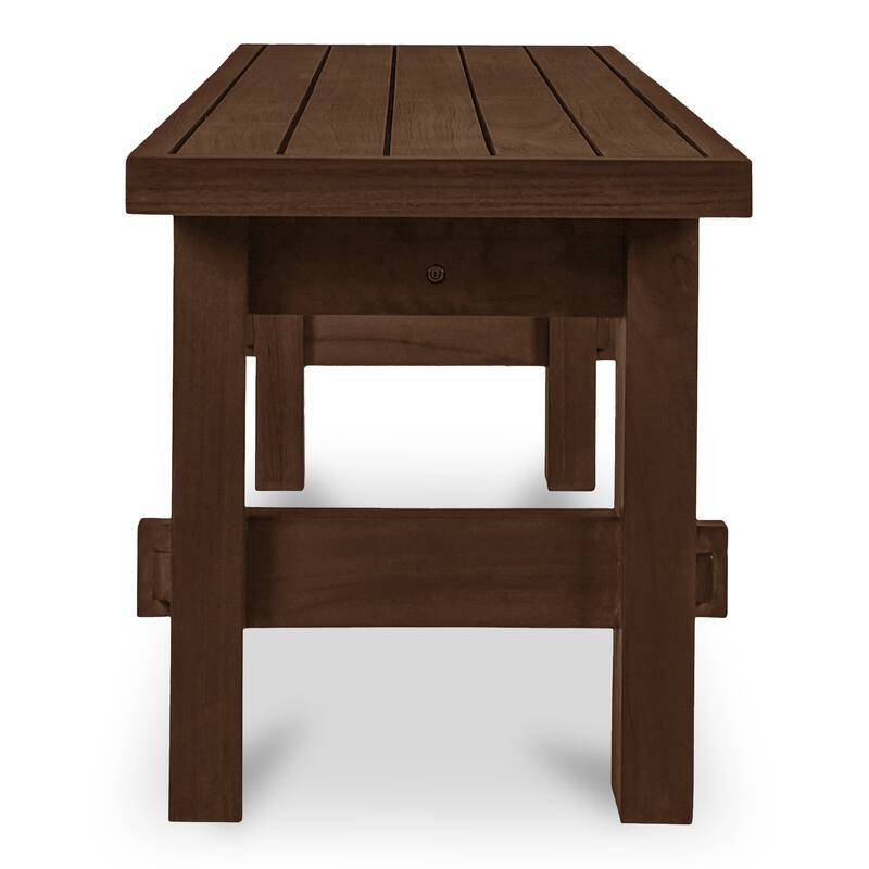 NADAAL STUDIOS Zirelle Outdoor Bench, Traditional Slatted Top, FSC Certified Solid Teak, Seats 3-4, Brown