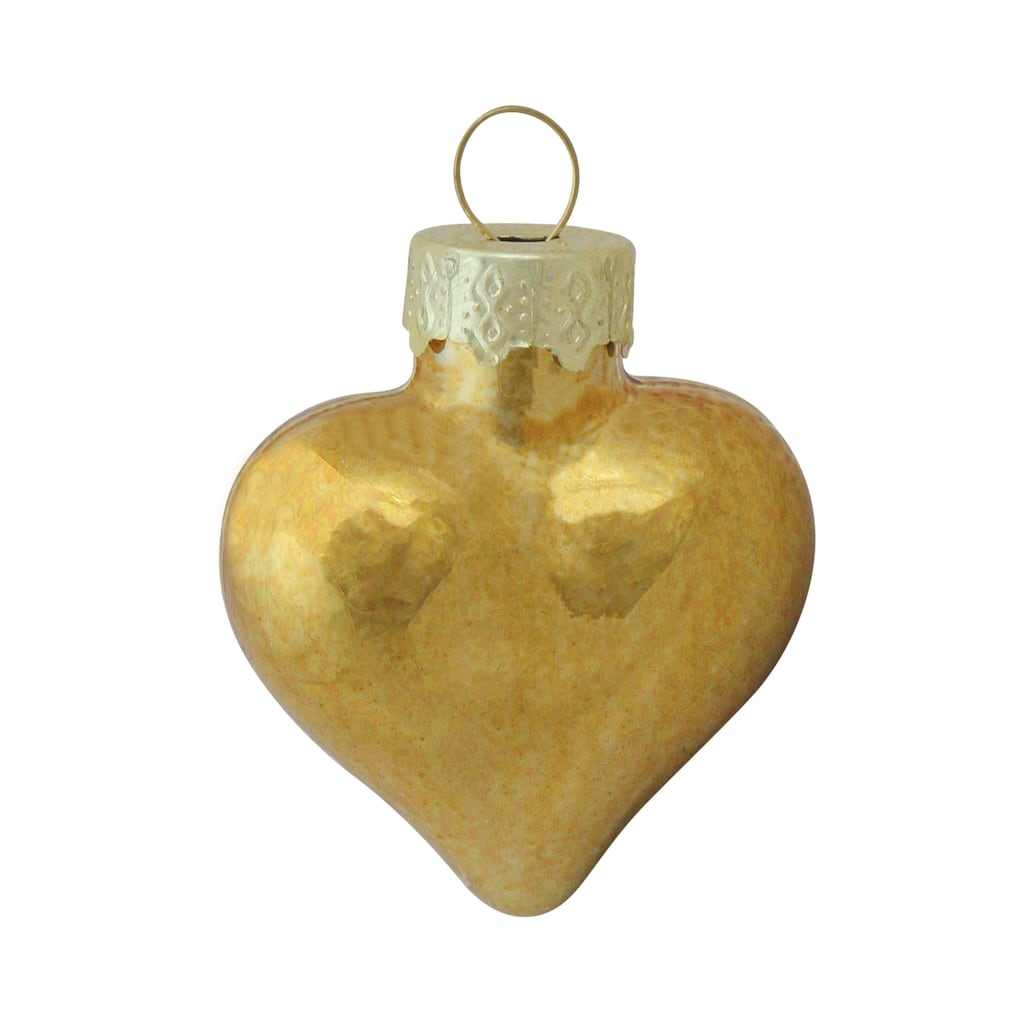 56ct Shiny Gold Heart Glass Christmas Ornaments 1.75" (45mm)
