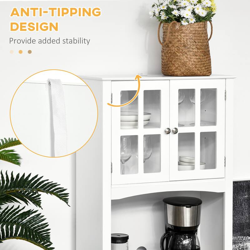 White Kitchen Storage Cabinet with Drawers and Adjustable Shelves Countertop for Dining Room - 26.75" L x 15.5" W x 67" H