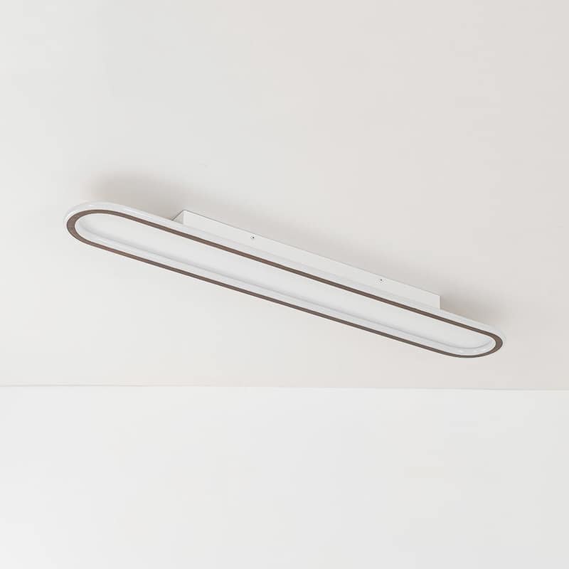Scandinavian Linear Wood Ring Dimmable LED Flush Mount Light
