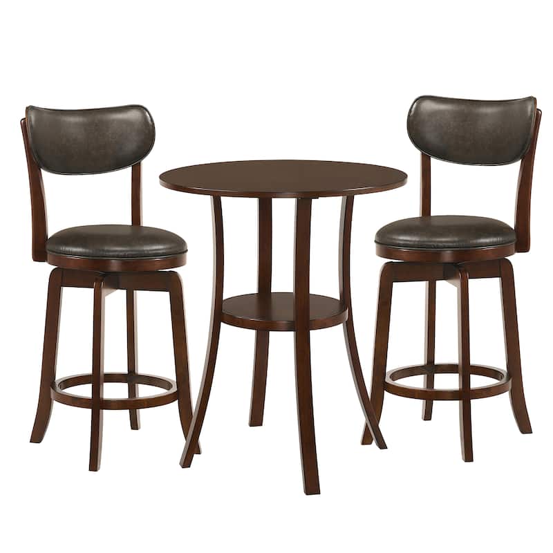 Irvi Traditional Rubberwood 3-Piece Barstool Counter Height Dining Set by Furniture of America