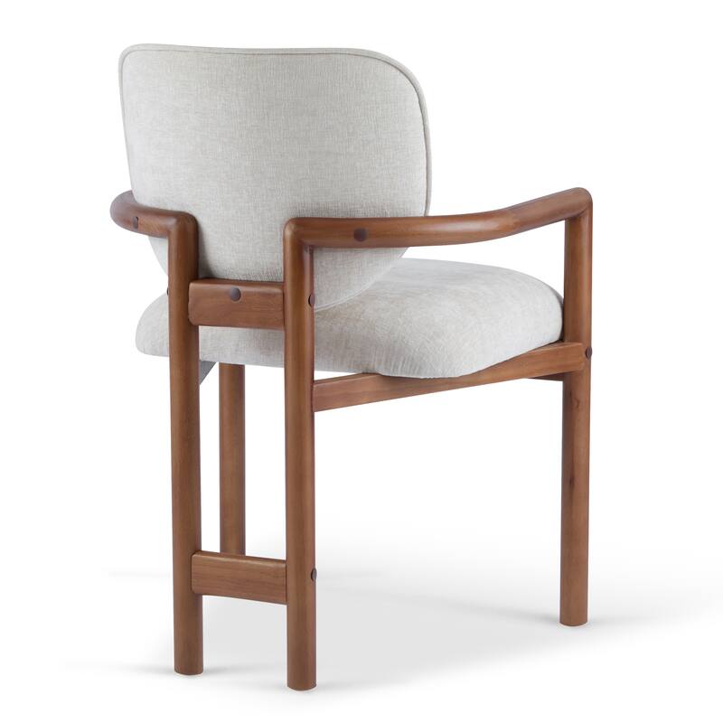 Modern 2 Piece Wooden Fabric Dining Chair with Backrest, Cushioned and Easy Clean for Dining Room Kitchen Living Room Bedroom