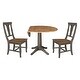 preview thumbnail 3 of 9, 42 in. Round Dual Drop Leaf Dining Table with 2 Panel Back Chairs in Hickory/Washed Coal