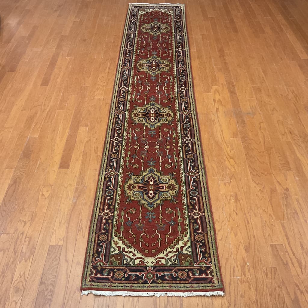 HERAT ORIENTAL Handmade Indo Serapi Wool Runner - 2'6" x 14'