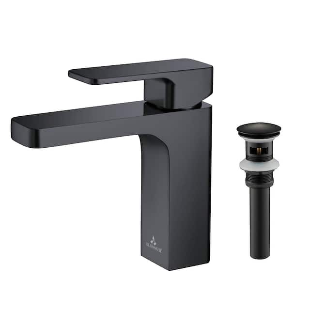 Solid Brass Lead-free Single-handle High Arc Bathroom Faucet - Matte Black w/ Pop-up