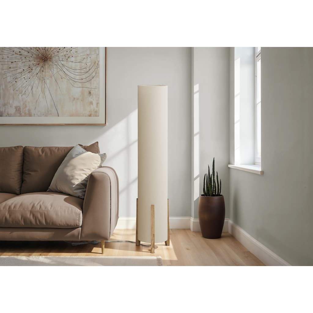 Lighting, 50"h, Floor Lamp, Brown Wood Look, Ivory / Cream Shade, Contemporary
