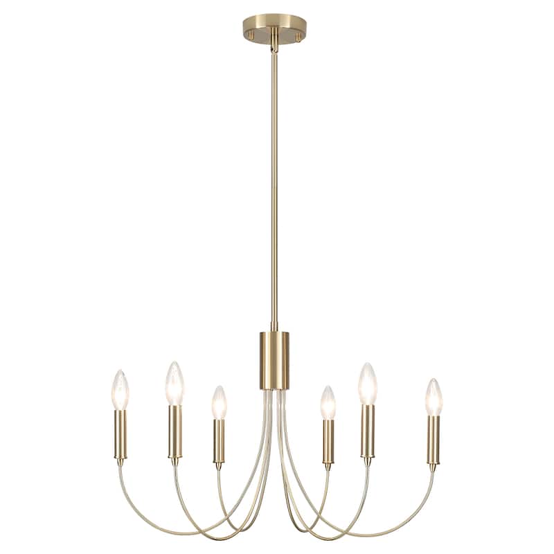 Farmhouse style 6 - Light Metal Candle Chandelier for Kitchen Dining Room - N/A