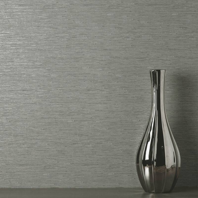 Fine Decor Mephi Grey Grasscloth Wallpaper