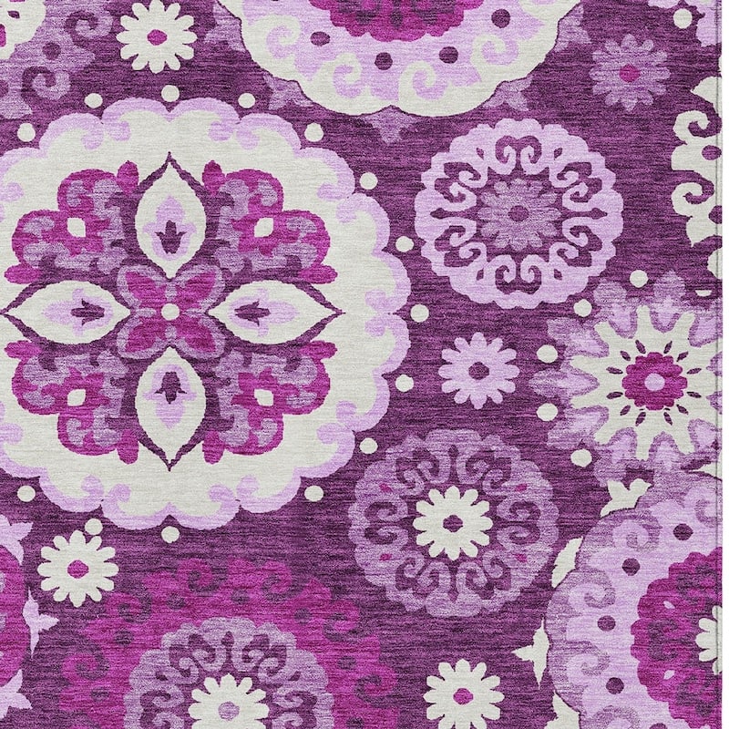 HomeRoots Floral Medallion Transitional Rectangle Outdoor Rug