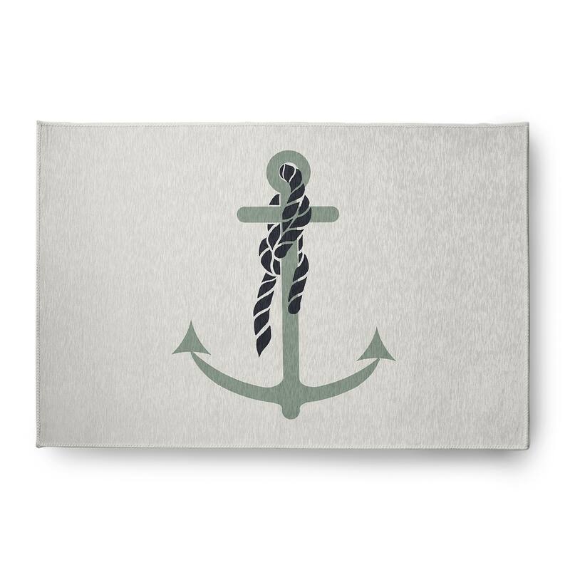 Anchor and Rope Nautical Indoor/Outdoor Rug - Sage - 4' x 6'