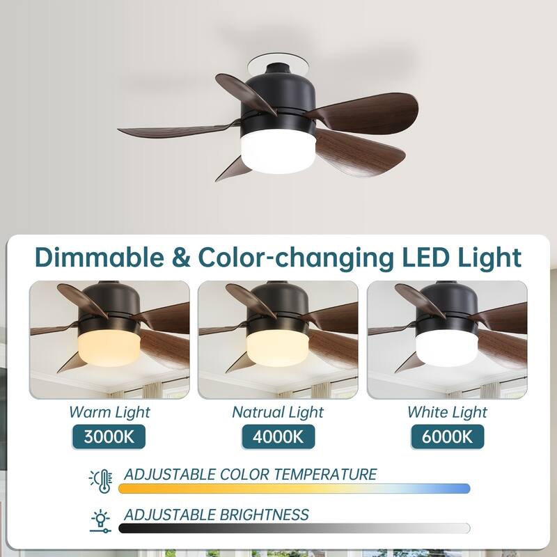 16 Inch Socket Fan Light Plug in Dimmable LED Ceiling Fans with Lights and Remote for Bedroom - 16 inches