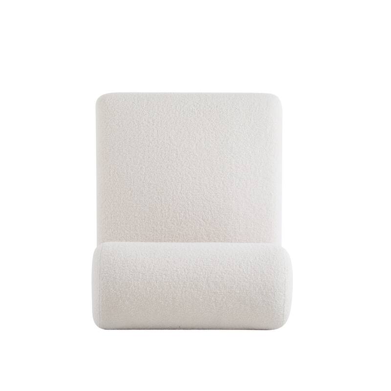 Roomfitters Modern Boucle Lounge Chair with Solid Wood Frame and Rolled Backrest, Durable Upholstery