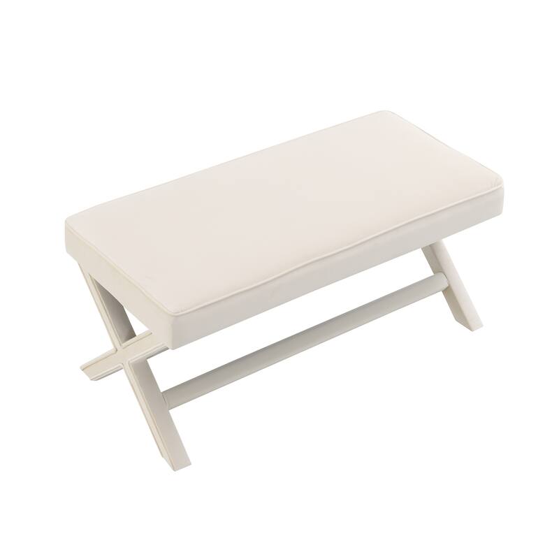 Comfort Double Bench Upholstered in Velvet Fabric,Stool with Stylish X-Crossed Legs,Comfort Cushion with Piping