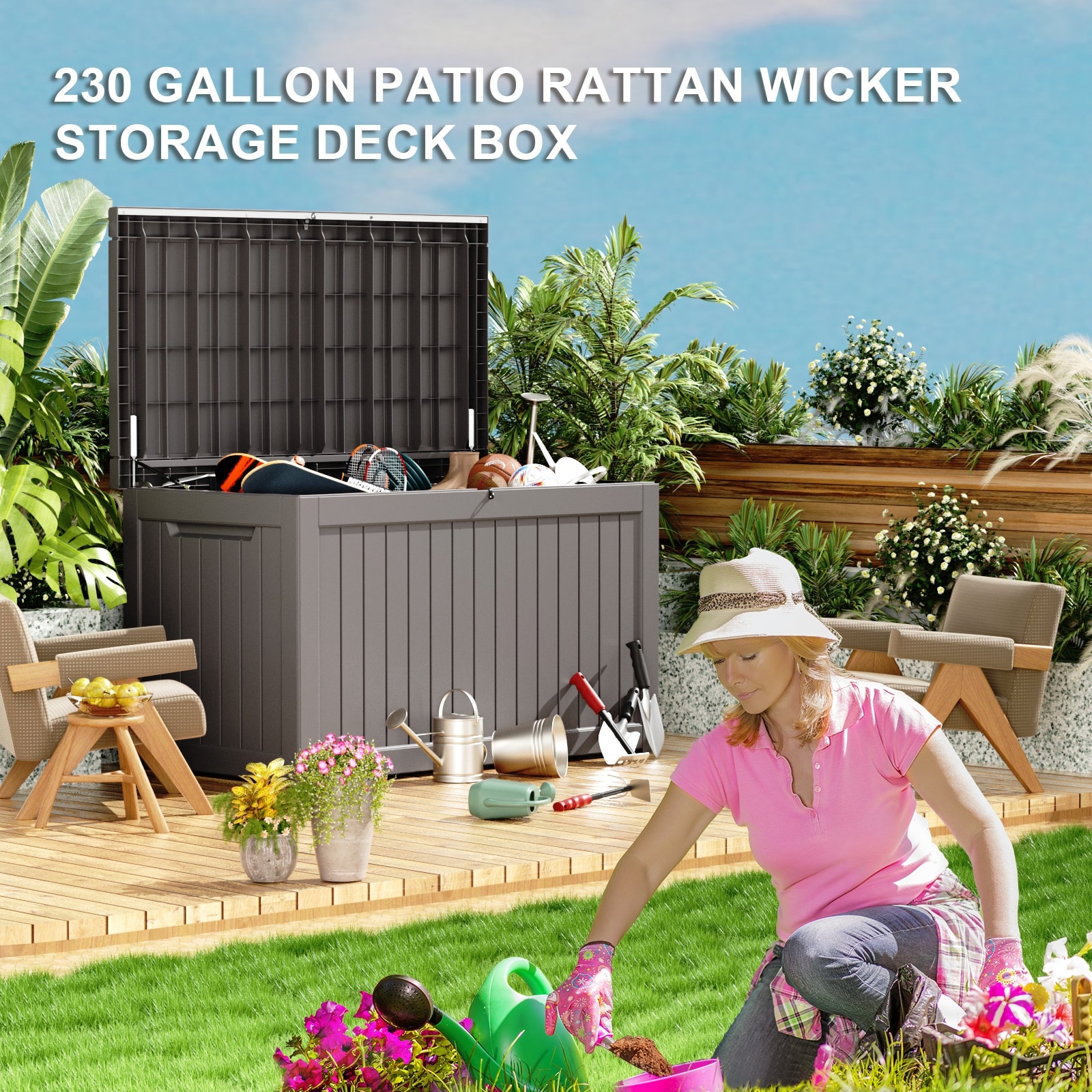 76 Gallon Waterproof Rattan Large Plastic Outdoor Patio Garden Storage Boxes  - China Plastic Storage Box, Garden Storage Box