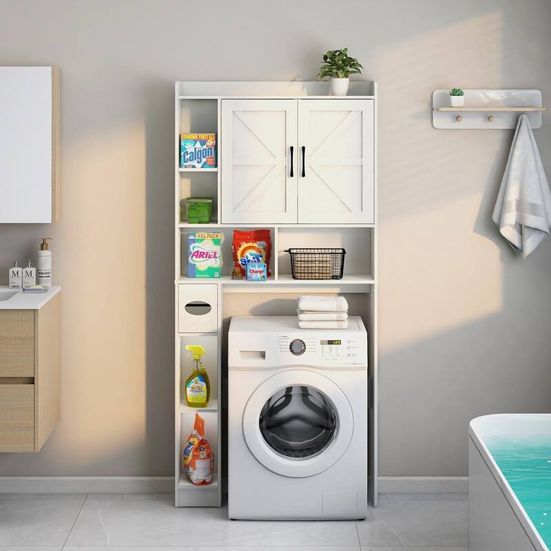 Over The Toilet Storage Cabinet - 7.9"D x 32"W x 67"H