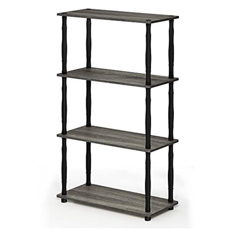 4 Tiers Wood Household Shelving Unit in French Oak/Black (23.6 in. W x 43.25 in. H x 11.6 in. D) - 23.6