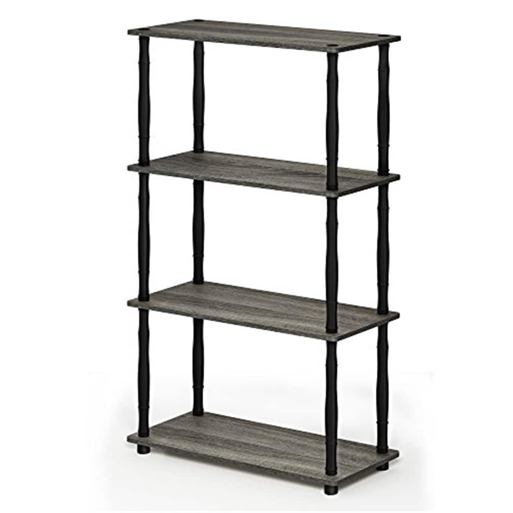 4 Tiers Wood Household Shelving Unit in French Oak/Black (23.6 in. W x 43.25 in. H x 11.6 in. D) - 23.6