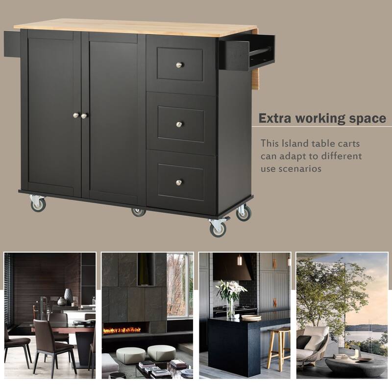 Multifunctional Kitchen Cart with Spice Rack and Adjustable Shelves