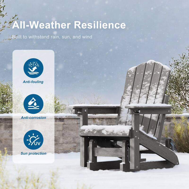 Glider Adirondack Patio Chair, 3-Position Adjust Smooth Motion Chair