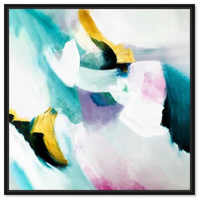 Art Remedy Still Violas Framed Blue Abstract 1 Piece Canvas Wall Art
