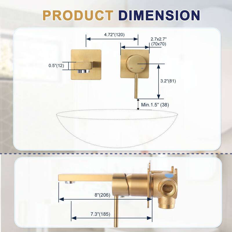 WOWOW Wall Mount Single Handle Bathroom Faucet in Modern