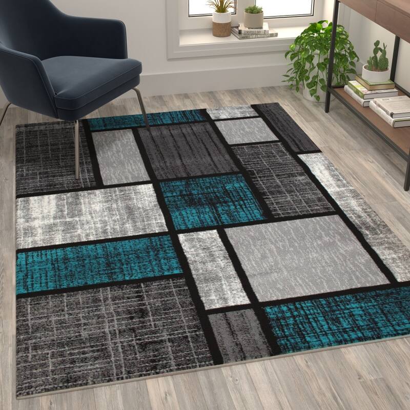 Modern Geometric Color Block Area Rug