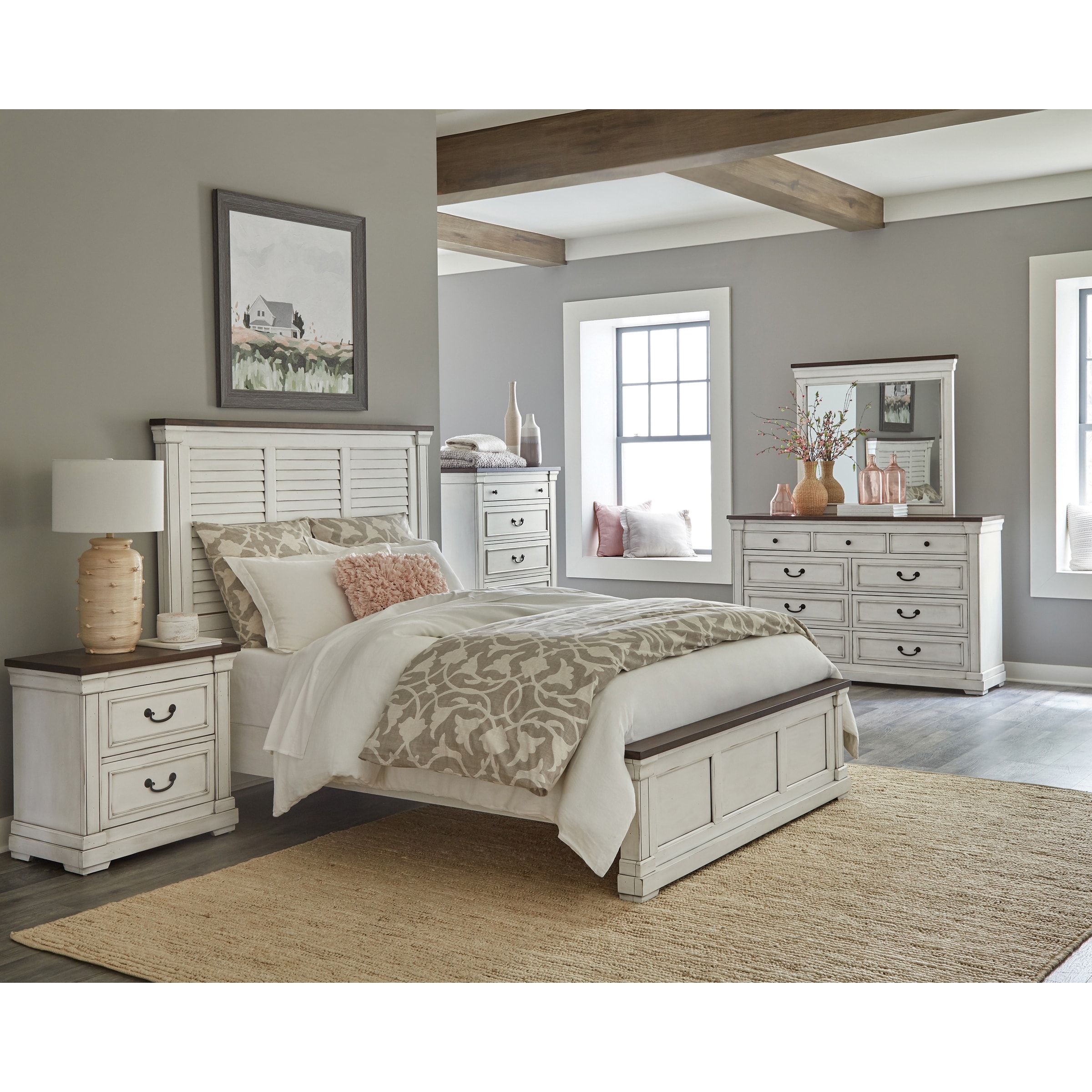 Rustic white shop bedroom set