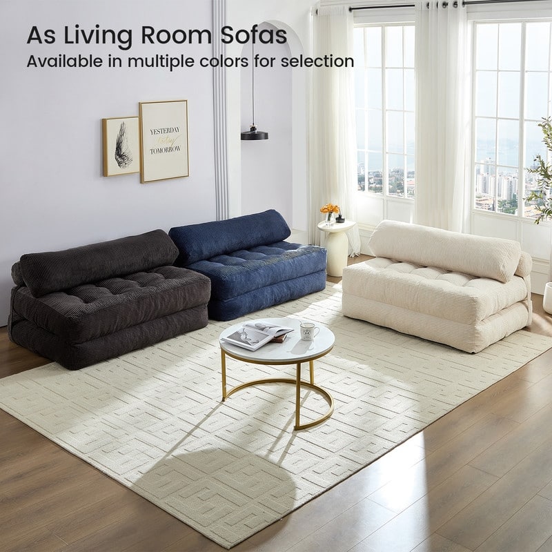 Mixoy W32''/W50'' Corded Velvet Fabric Folding Floor Lazy Futon Sofa Bed