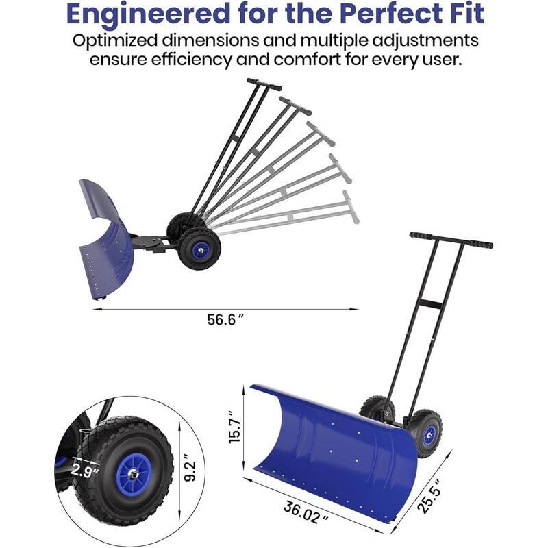Heavy Duty Double Rod 29-Inch Steel Snow Shovel Plow for Driveways, Sidewalks, Yards