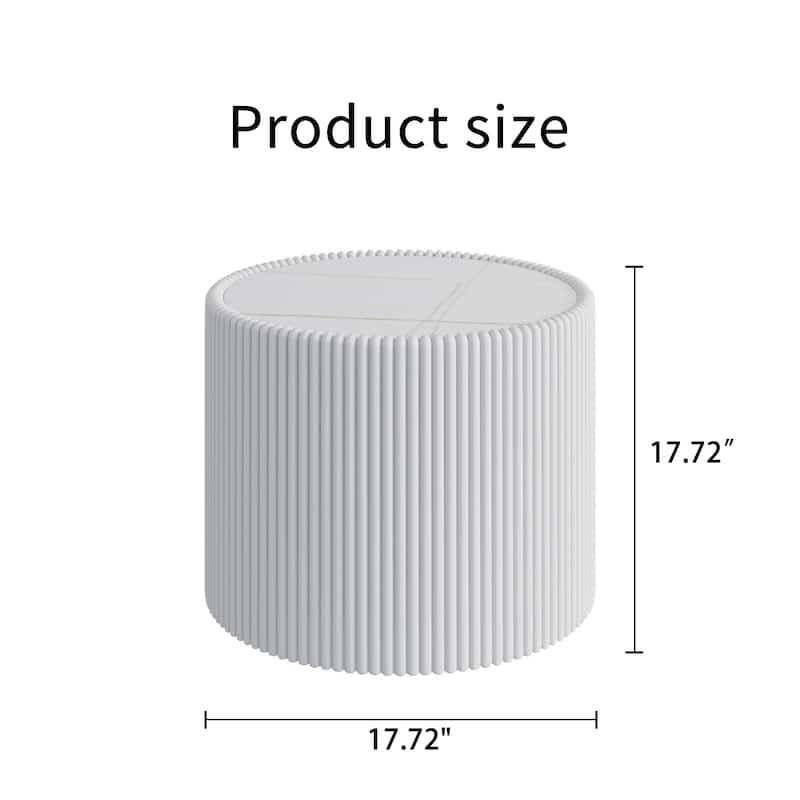 Gold Pattern Light Sintered Stone Cylinder Shape Leather Coffee Table