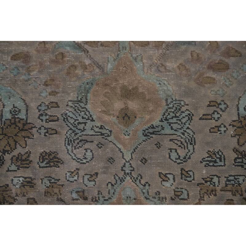 Hand Knotted Oriental 100% Wool Carpet Traditional Floral Brown Tabriz Area Rug - 9' 4'' X 6' 8''