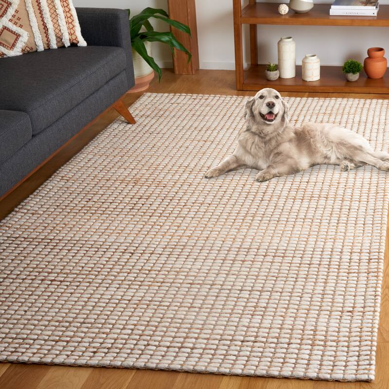 SAFAVIEH Handmade Marbella Helia Boho Braided Wool & Viscose - 8' x 10' - Brown/Natural - Rectangle