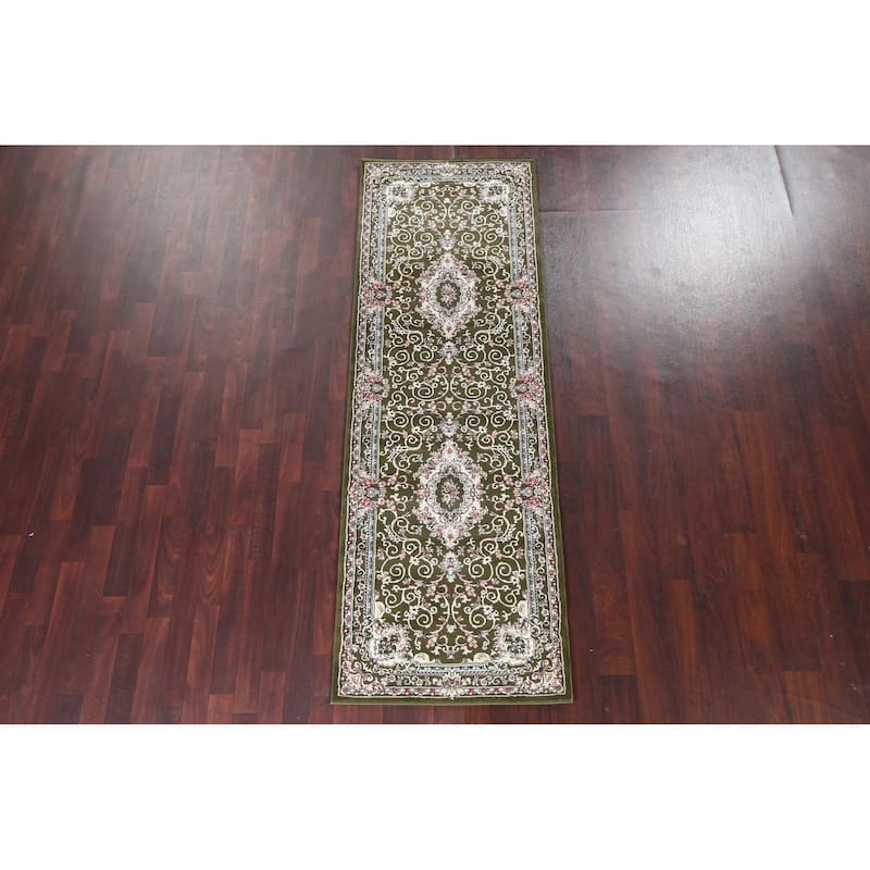 Green Floral Medallion Transitional Turkish Rug Oriental Carpet