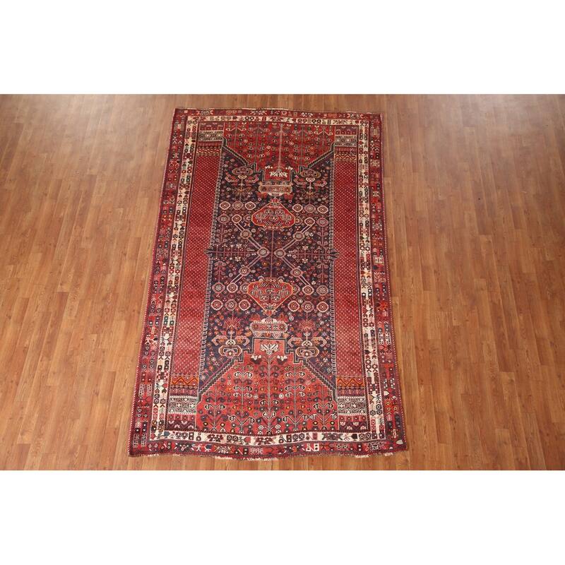 Kashkoli Persian Vintage Area Rug Handmade Wool Carpet - 5'5"x 9'1"