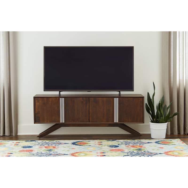Modena Mid-Century Modern 59" Wide Solid Wood Walnut TV Stand