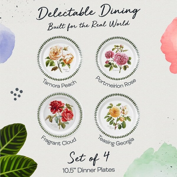 Portmeirion 英国製 上品ローズ柄プレート3枚セット プレート Portmeirion Botanic Roses Collection Dinner Plate Set of 4 - 10.5