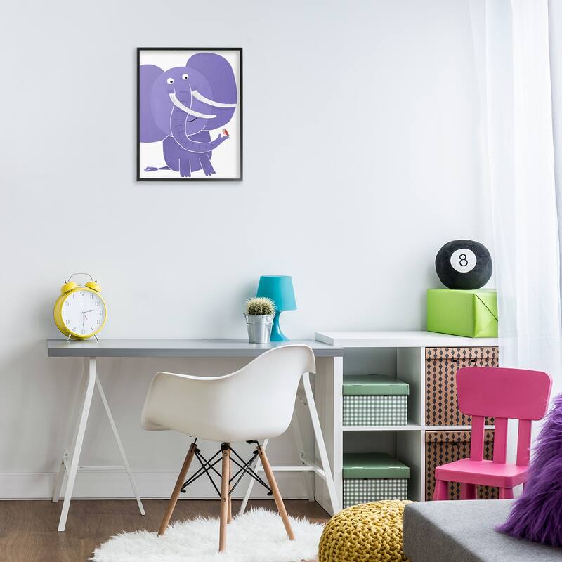 Stupell Elephant & Bird Friends Framed Giclee Art Design By Carla Daly