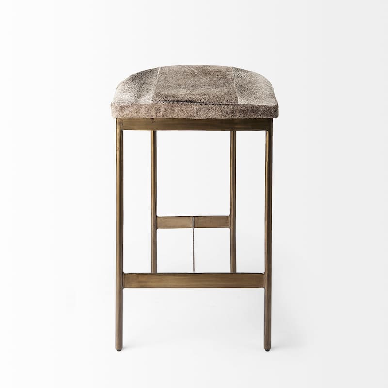 Millie Black Genuine Leather Seat with Nickel Metal Frame Counter Stool