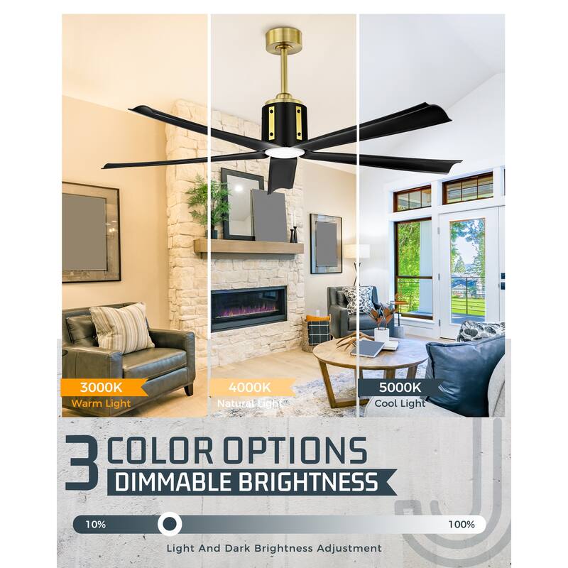 60 Inch 18W DC LED Ceiling Fan with Lights, 5-Blades, Remote Control and App and Alexa Google Voice Control