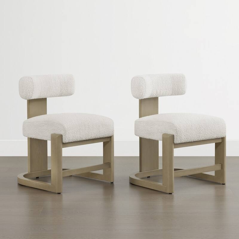 Spruce & Spring Arya Upholstered Boucle Dining Chair with Solid Wood Frame