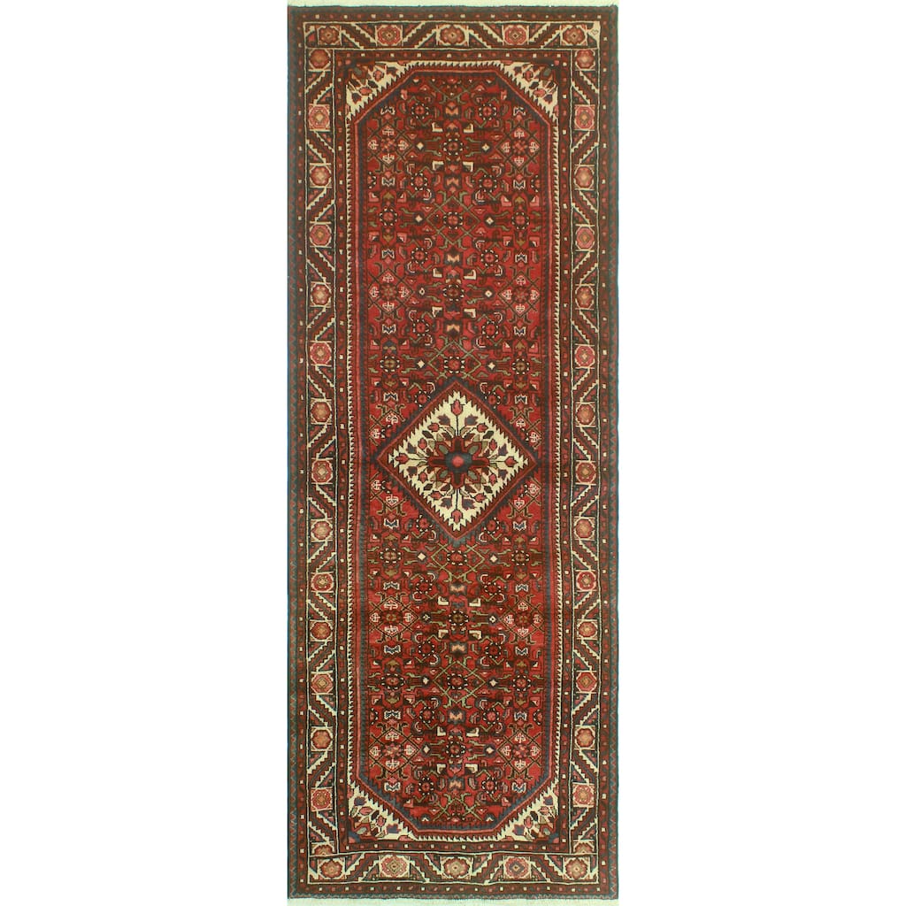 Fine Vintage Distressed Adrion Red/Ivory Runner - 3'9" x 10'4"