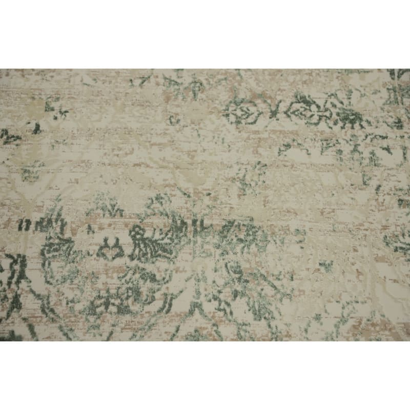 Machine Made Oriental Polyester Carpet Abstract Beige & Ivories Distressed Area Rug - 7' 9'' X 5' 2''