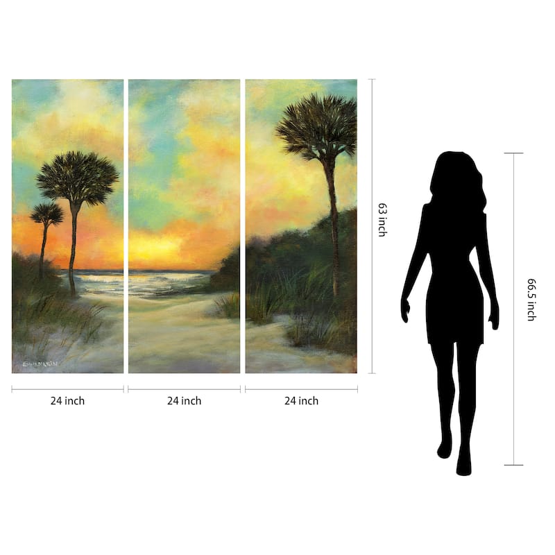 Empire Art Direct "Seaside Sunset" Printed Tempered Art Glass Wall Art - Multi-Color