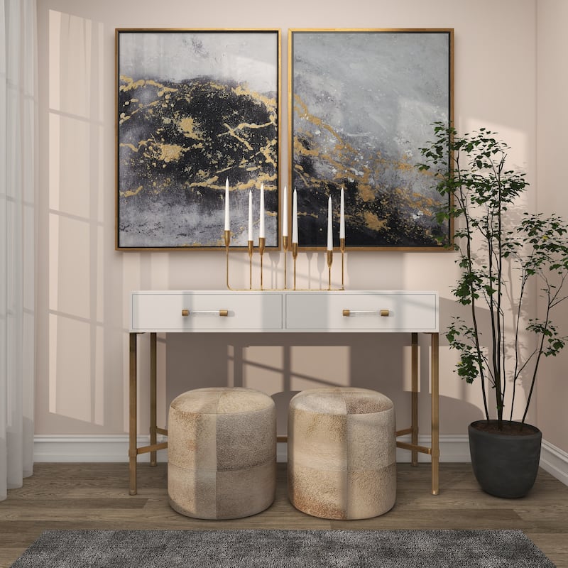 Metal Long Tapered 7 Holder Decorative Candelabra - Gold or Black - CosmoLiving by Cosmopolitan