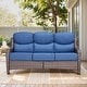 preview thumbnail 123 of 187, Outdoor Patio Sofa Swivel Chair with 6-Inch Thick Cushions Set Only Sofa - Brwon Wicker Blue Cushion
