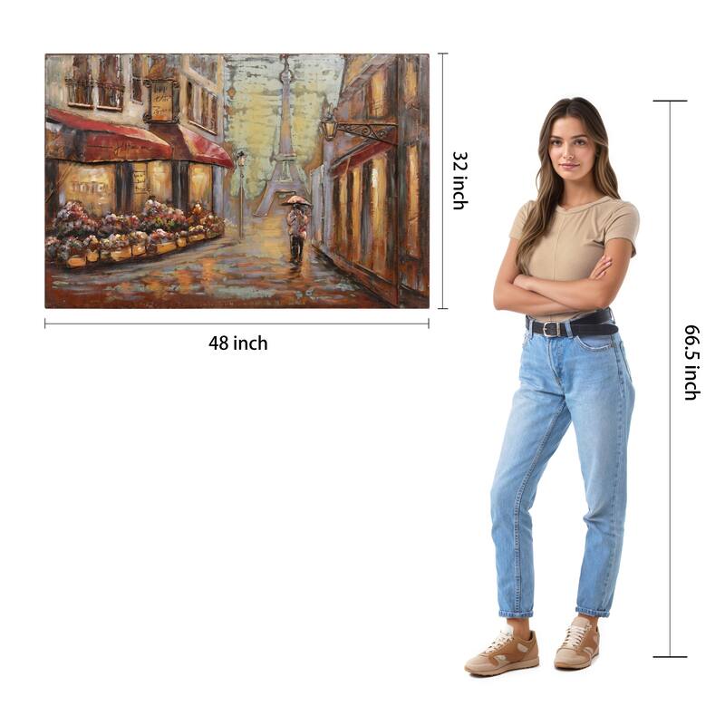 "Solo in Paris" Mixed Media Iron Hand Painted Dimensional Wall Art