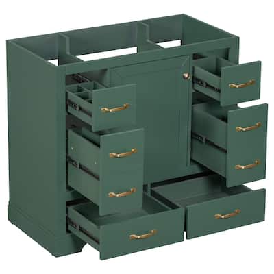 GDFStudio - Avalon 36-Inch Bathroom Vanity Cabinet Base Only, Six Drawers, Multi-Functional Drawer Divider, Painted Finish