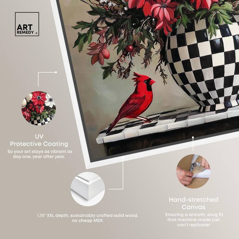 Checkerboard Vase Blooms I Canvas by Art Remedy