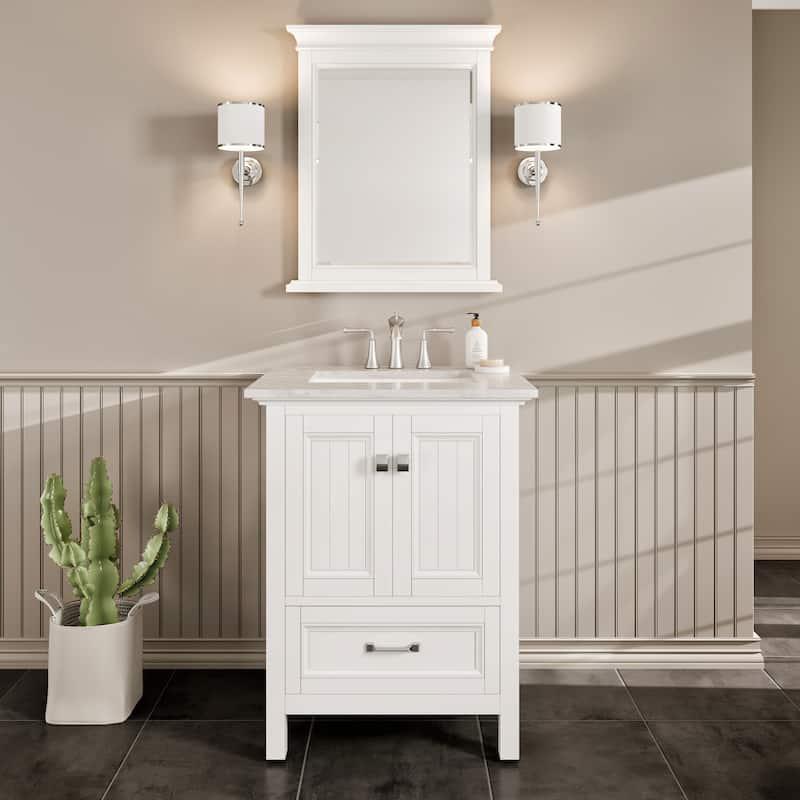 Eviva Britney 24" Bath Vanity with WH Carrara Quartz Top